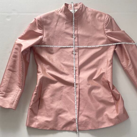 VTG Rena Rowan Textured Pale Pink Silk Blazer /Jacket, High Collar Size M - Picture 10 of 16